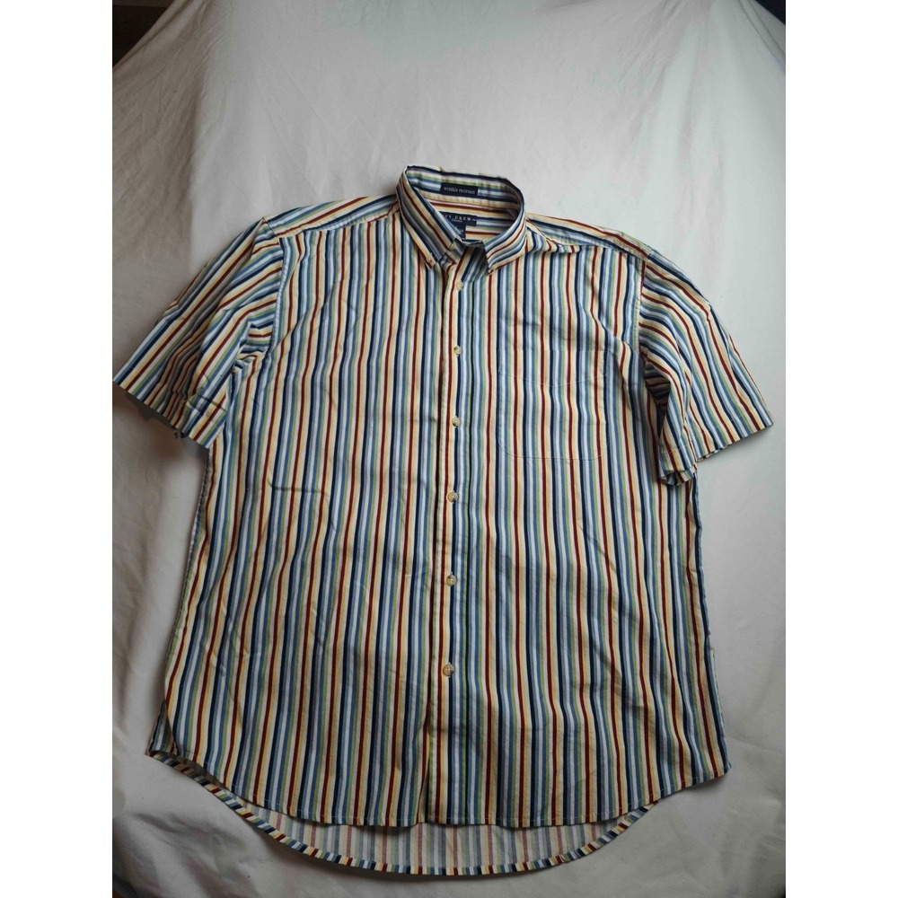 Ivy Crew Classics Button Down Shirt Mens L Short Sleeve Striped Eclectic Grandpa